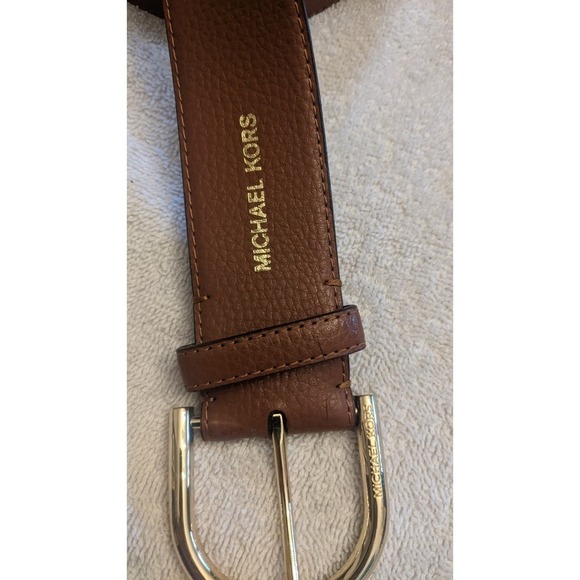 Michael Kors Brown Belt with Gold Buckle, Large, Leather - Picture 2 of 7